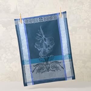 Garnier Thiebaut Ail Blue (Blue Garlic) French Kitchen Towel 22"x30", Cotton, Jacquard Garnier Thiebaut Ail Blue Blue Garlic French Kitchen Towel 22×30 Cotton Jacquard