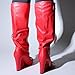 LEMONADE Women Wedge Boots Knee High Fashion Pull On Boots SENNA Red 9
