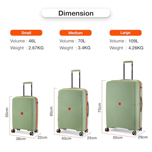 Image of Nasher Miles Bali Hard-Sided Polypropylene Cabin Luggage 20 inch | 55cm | 8 Wheels Small Trolley Bag for Travel | Suitcase (Olive Green)