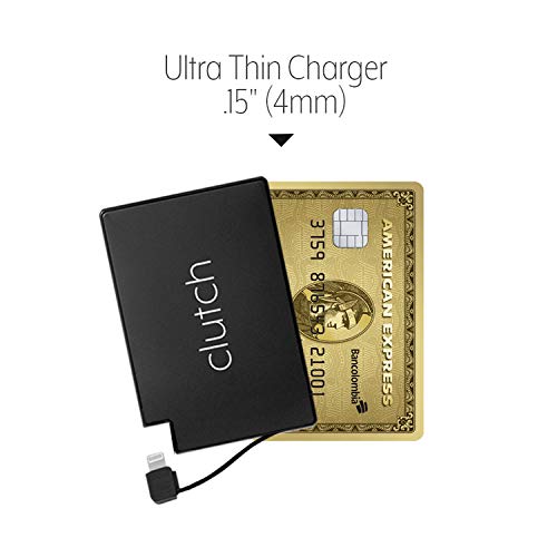 Clutch Charger Ultra Thin and Small Power Bank With Attached Cable, High-Speed Portable Smartphone Charger Compatible with iPhone, iPad and AirPods
