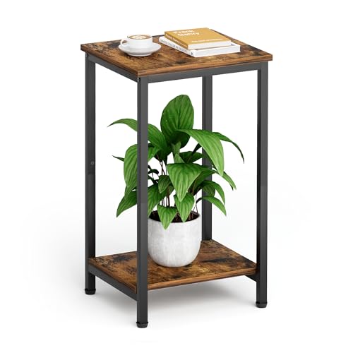 KEETDY Small Side Table with 2-Tier Shelf