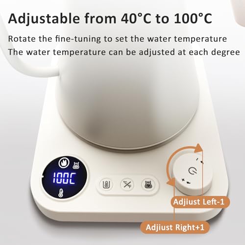 Tetera Eléctrica Digital NNAKLLI 0.9L Control Temperatura Beige miniatura 4