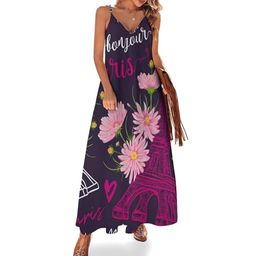 Robe Longue Fleurie pour Femme Robe Maxi sans Manches d'Été