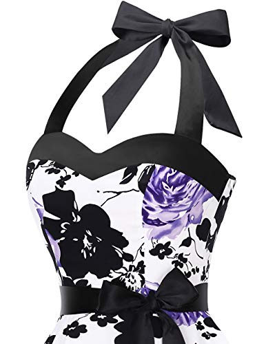 Image of DRESSTELLS Women's Vintage 1950s Cocktail Dress, Retro Tea Party Halter Swing Dresses
