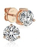 MomentWish Moissanite Orecchini Oro Rosa, 0,6 Carati/4mm Orecchino Punto Luce Brillante Uomo Argento Diamante Donna Anallergici Regalo-3 Prong