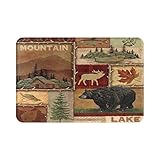 Cyloten Doormat Rustic Lodge Bear Moose Deer Welcome Mats Home Patio Outdoor Entrance Entry Mat Bath...