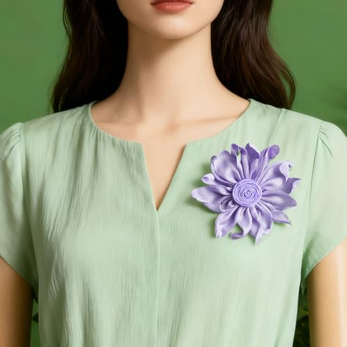 Image of Dainty Satin Fabric Flower Brooches Pin Burnt Edge Black Daisy Brooch Pin Elegant Lapel Pins Christmas Brooches Pin Dress Skirt Scarf Hat Pins Accessories Wedding Party Gift 4IN