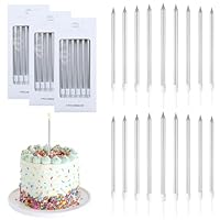 GEMMAHW Birthday Candles, 18 Pcs, 5.3 Inch Silver, Unscented, Long, Non-Toxic, Perfect for Birthdays, Weddings, Anniversaries