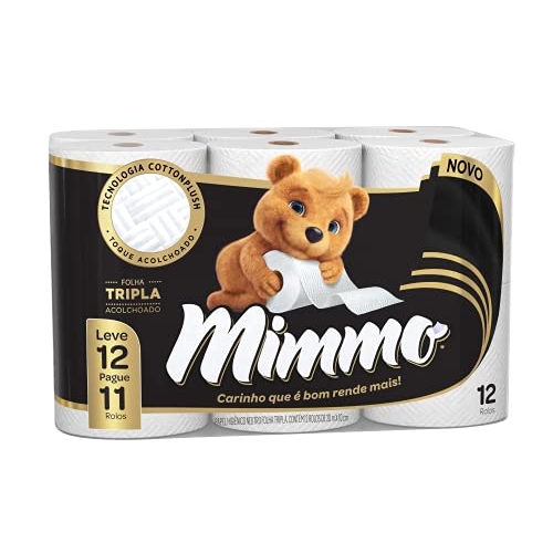 Mimmo Papel Higiênico Folha Tripla, 20m, Leve 12 Pague 11 Rolos