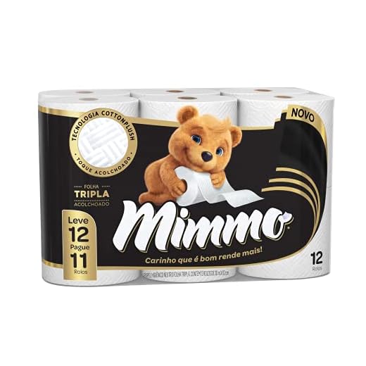 Mimmo Papel Higiênico Folha Tripla, 20m, Leve 12 Pague 11 Rolos