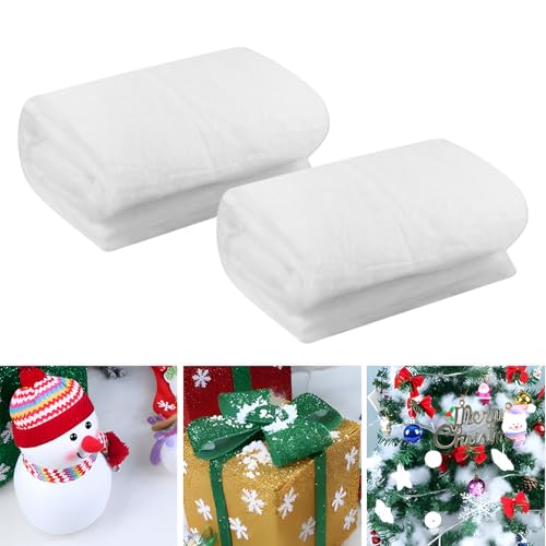 BORDEAG Lot de 2 couvertures de neige artificielle de Noël - 80 x 300 cm - Décoration de couverture de neige de Noël - Blanc - Tapis de neige artificielle pour décorations festives - Décoration de