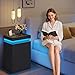 ADORNEVE Black Night Stand Set of 2,Tall Nightstand with Charging Station & LED Light & Sliding Top,Bedside Table with Drawers,Modern Bed Side Tables Bedroom