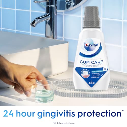 Crest Gum Care Alcohol Free Mouthwash, Cool Wintergreen, Value Twin Pack, 2 x 1L (33.8 fl oz) Bottles, Helps Prevent & Reduce Gingivitis, Neutralizes Plaque Around the Gum Line, No Burn Oral Rinse - image 4