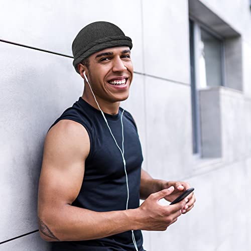 Amfun Turban For Men, Halo Turban, Vintage Twist Head Wrap, Satin Lined Head Wrap, Stretch Durag Modal Head Scarf For Men Women Cycling Outdoor Jogging, M (Grey) #TOP3