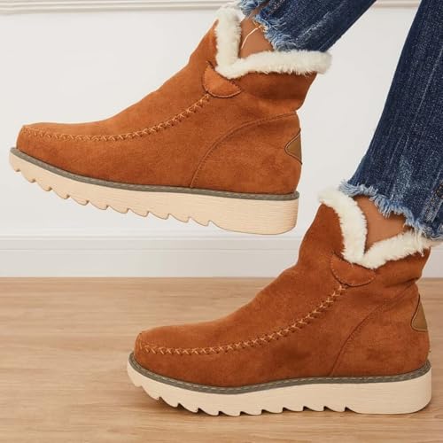 Womens Chunky Platform Booties Slip on Wedge Ankle Boots Warm Fur Lined Winter Boots Classic Style Ankle Boot Comfortable Outdoor Anti Slip Shoes Walking Casual Shoes2