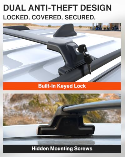 Image of 330 LBS Lockable Roof Rack Cross Bars Fit for Jeep Grand Cherokee L 2021-2026 & Grand Cherokee WL 2022-2025 2026, Aluminum Crossbars, Rooftop Luggage Cargo Carrier Accessories for Kayak Bike