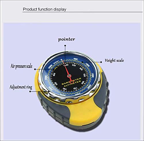 DJG Multifunctional Outdoor Barometer, 4-in-1 Compass Altimeter Barometer Compass Thermometer for Carabiner Camping Hiking Pocket - Thumbnail 7