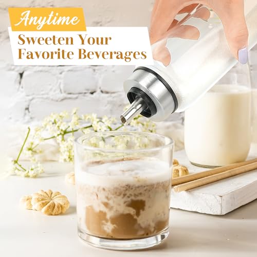 Loscarol Sugar Dispenser with Pour Spout & Lid, 11 oz Glass Sugar Shaker Jar for Coffee Bar,Tea & Baking, Commercial Quality Sealed Sugar Container for Sugar, Honey, Syrup for Home Kitchen