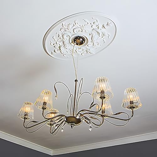 Rosace de plafond légère et facile à coller sans percer médaillon PU - 4
