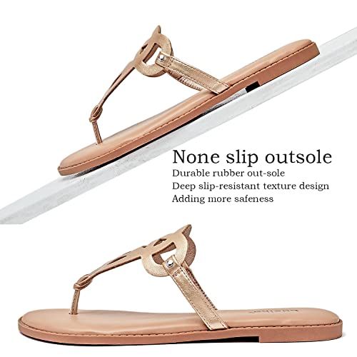 Luoika Women's Wide Width Flat Slides Sandals, Flip Flop Strappy Thong Sandals Comfortable Summer Beach Shoes for Women.4