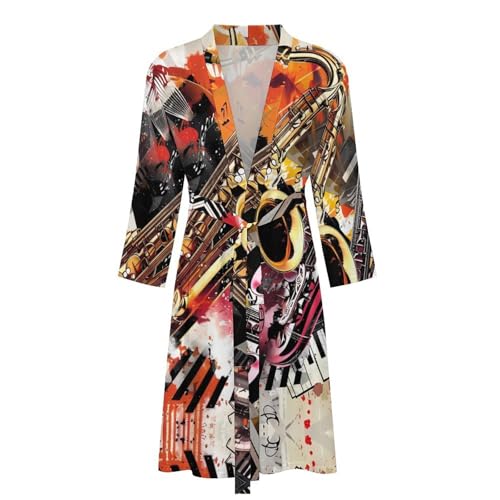 Musical Instruments Jam Session Funny Men's Robe Soft Lightweight Bathrobe Long-sleeve Spa Robes4
