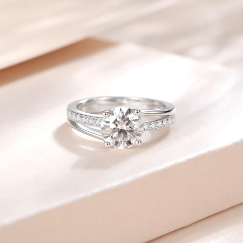 2CT Moissanite Engagement Ring for Women D Color VVS1 Eternity red Moissanite round Cut S925 Sterling Silver Plated 18k White Gold Wedding Promise Anniversary Engagement Ring4