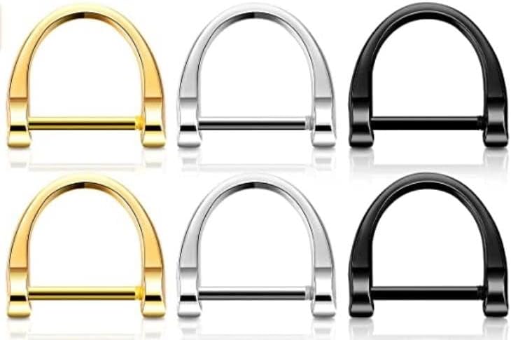 Miniatura 4 de 3 pares de llaveros en forma de D con grillete de tornillo para llave de coche de cuero artesanal monedero llavero anillo forma de herradura 3