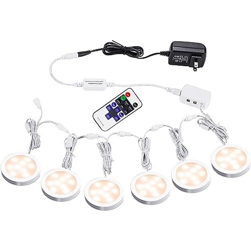 AIBOO Linkable Under Cabinet LED Lighting 12V Slim Aluminum Dimmable Puck Lights with RF Remote...