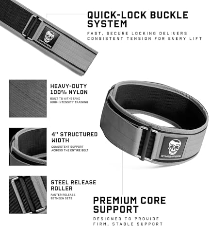 Image of Gymreapers Quick Locking Weight Lifting Belt for Men Gym Belt for Powerlifting Deadlift Belt with 4 Inch Neoprene Metal Buckle Back Support Weightlifting Belt Women