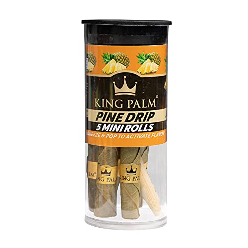 King Palm | Flavor Mini Size | 5 Pack Tube | Natural Slow Burning Pre-Rolled Palm Leafs with Filter Tip (Pine Drip)
