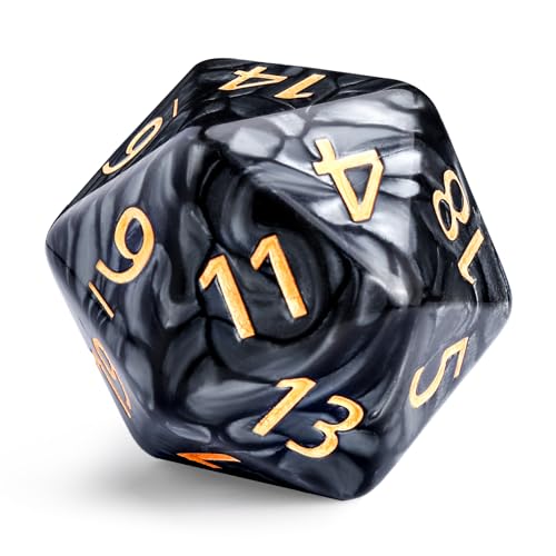 20 Sided DND Dice,D20 Giant Polyhedral Dice,55mm Titan Large Pearl Color D20 Dice,20 Sided Cube D&D Dice Set for Dungeons and Dragons, RPG, MTG Table Games(Black-Pearl Series)