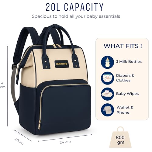 Image of MAMMA Vegan Leather Diaper Bag for Mothers for Travel, Baby Bag for Mother Travel, Diaper Bag for Baby, 12 Pockets Waterproof Diaper Bags for Mom, Hospital Bag for Delivery Women | 9 Months Warranty