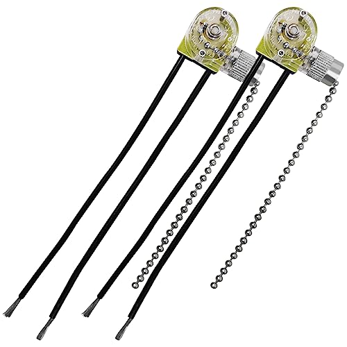 Image of 2pcs Ceiling Fan Pull Chain Switch Zing Ear ZE-109 3A /250VAC 6A /125VAC 125VL Replacement ON-OFF Speed Control Switch Compatible Hunter Closet Lights Wall Lamp Two Wire Switches (Silver Chain)
