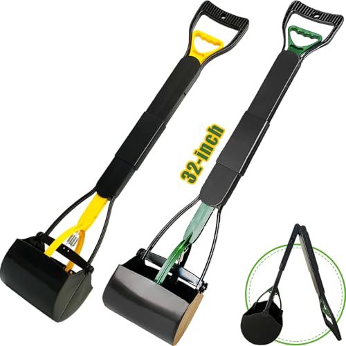 Image of ienjoyed 2-Pack Pooper Scooper for Large Small Dogs Heavy Duty, 32 inch Long Handle Poop Scoop for Yard, Grass, Gravel, Dog Poop Grabber with High Strength Material and Durable Spring