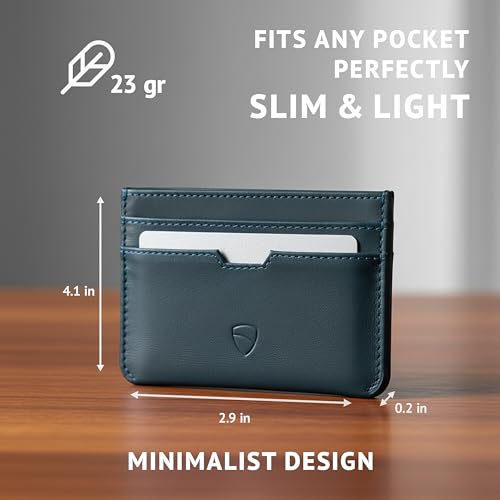 Image of Vaultskin MOORGATE Slim Card Holder - Minimalist Leather Wallet with RFID Blocking, Front Pocket Credit Card Case for Men & Women