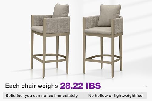 Image of PURPLE LEAF Outdoor Bar Height Stools Straight Leg Set of 2, Champagne