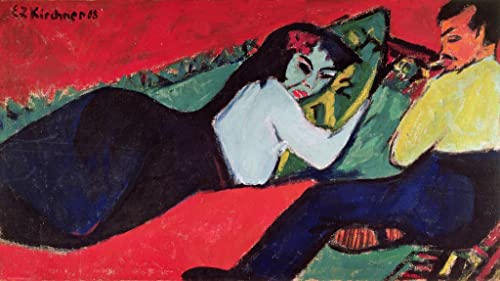 Poster sur toile 50 x 70 cm Ernst Ludwig Kirchner tableau Le couple devant le peuple SERENDIPITP