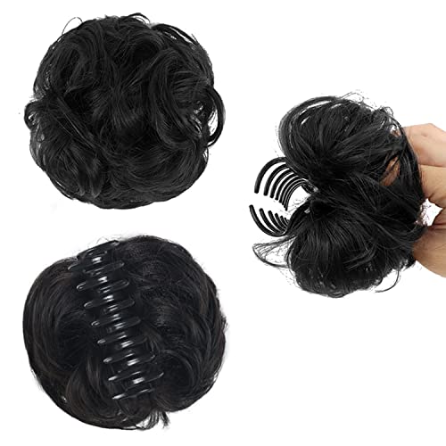 Claw Hair Buns Mini Chignon Hair Piece Updo Bun Extensions Fake Donut Hair Bun Ponytail Extension for Women Girls, 2 Packs - Image 2