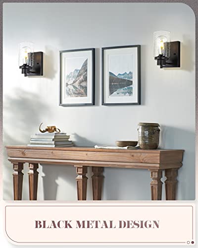 Image of 2-Pack Modern Bath Vanity Light Fixture 1-Light, Indoor Bathroom Wall Sconces for Living Room, Porch, Bedside, Brushed Nickel Finish with White Frosted Glass Shades Wall Mounted Lights
