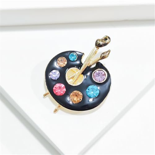 Image of 2PCS Paint Palette Brooch Pin for Women Fashion Colorful Rhinestone Artist Paint Palette Brooch Painting Lovers Artists Dress Accessories Jewelry