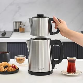 RoyalTea Stainless Steel Smart Tea Maker - 360° Twistable Body, 0.95L Teapot, 1.8L Kettle, Strix Technology, Keep Warm, Automatic Shut Off