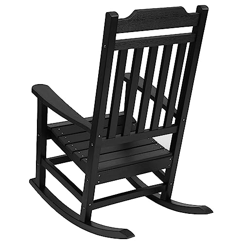 Image of Flash Furniture Winston All-Weather Poly Resin Rocking Chair in Black
