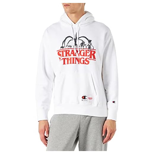 Champion X Stranger Things Sudadera con capucha Sudadera con capucha Unisex-Adulto, Blanco (Ww001), L