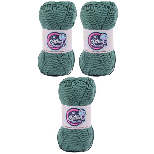 Image of NESTNHAVEN Cotton Candy 100% Cotton Yarn - (100g, 185 Meters) - Luxury Yarn for Crochet, Amigurumi, Embroidery, Toys, Garments, Flowers and Hobby, Projects. (Spanish Green) | (300 Gm)