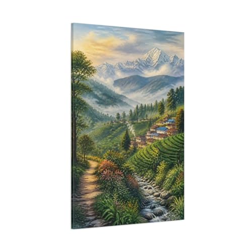 Tableau misty tea canvas wall art, paysage de brume apaisant pour intérieur poétique