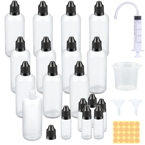 Nenull 18 Pièces Set de Flacons pour E-Liquide - 12 x 100ml Bouteilles en Plastique, 6 x 10ml Flacons Vides, Compte-Gouttes, Gradués avec Entonnoir et...