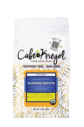 Cafe Kreyol - Dominican Republic Ramirez Estate Coffee | 12 oz - Light Roast Whole Bean Coffee - USDA Certified Organic