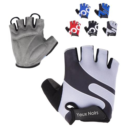 Alioth Star Cycling Gloves Men Women Half Finger Gel Padded Mountain Road Bicycle Race Breathable Summer Gloves (Grey, L)