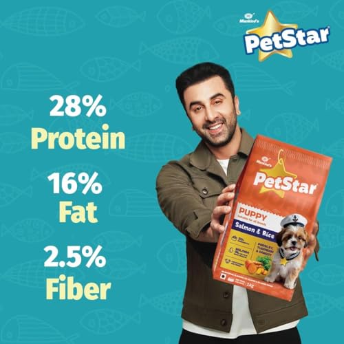 Image of Mankind Petstar Puppy Dry Dog Food (High Protein) Salmon & Rice Flavor, 10k g Pack | Improves Muscle & Strength, Supports Immunity, Protects Liver & Kidney