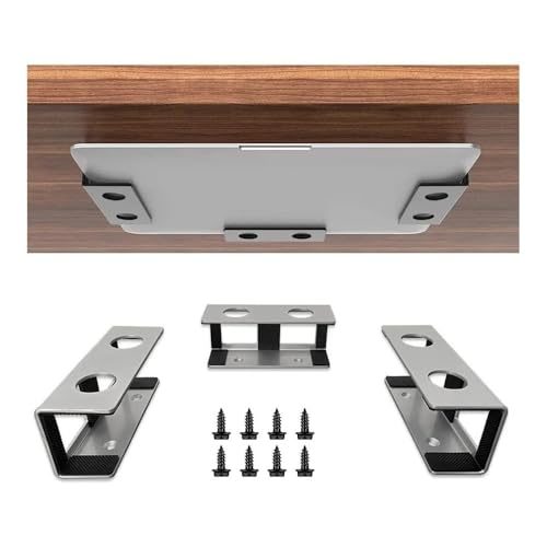 Support ordinateur portable sous bureau en aluminium argenté avec feutre
